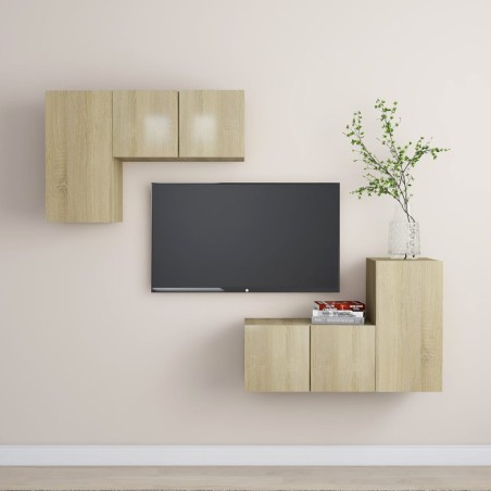 vidaXL Juego de muebles de salón 4 piezas roble Sonoma
