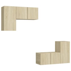 vidaXL Juego de muebles de salón 4 piezas roble Sonoma