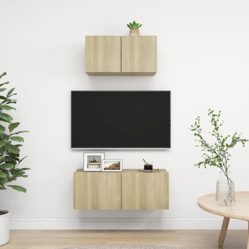 vidaXL Juego de muebles de salón 2 piezas roble Sonoma