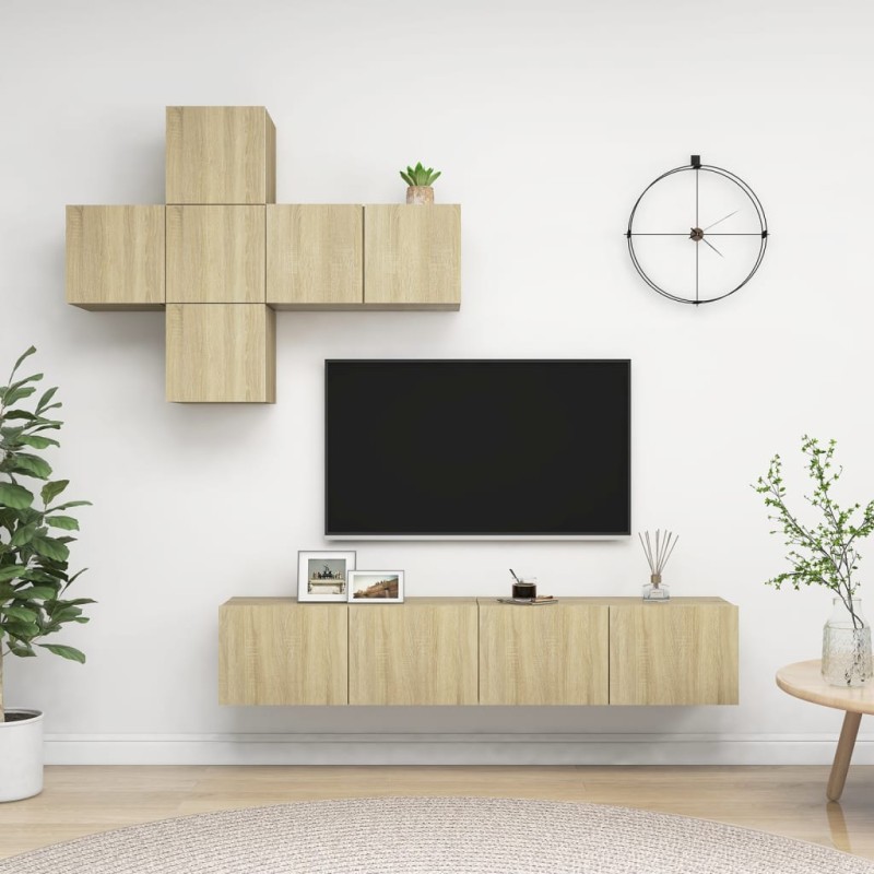 vidaXL Juego de muebles de salón 7 piezas roble Sonoma