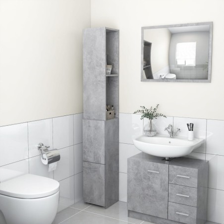 vidaXL Armario baño madera contrachapada gris hormigón 25x26,5x170 cm