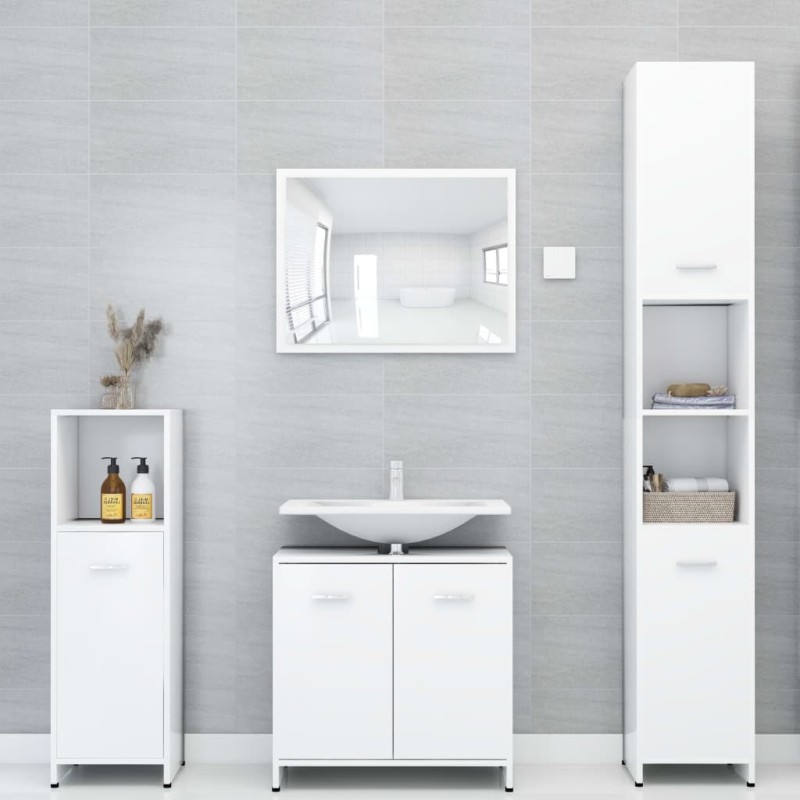 vidaXL Conjunto de muebles de baño 4 pzas madera contrachapada blanco vidaXL Conjunto de muebles de baño 4 pzas madera contrachapada blanco