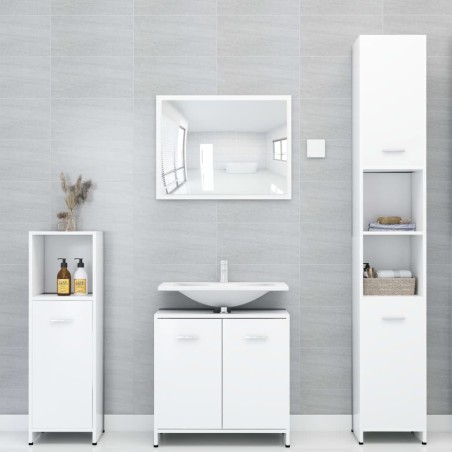 vidaXL Conjunto de muebles de baño 4 pzas madera contrachapada blanco
