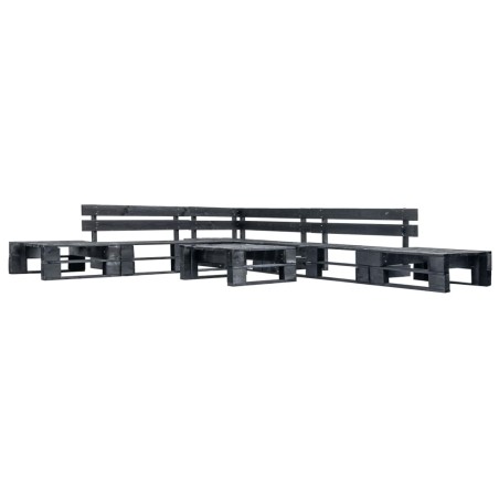 vidaXL Set de muebles de jardín de palets 6 piezas madera negro