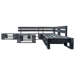 vidaXL Set de muebles de jardín de palets 6 piezas madera negro