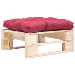 vidaXL Otomana de palets de jardín con cojín rojo madera natural
