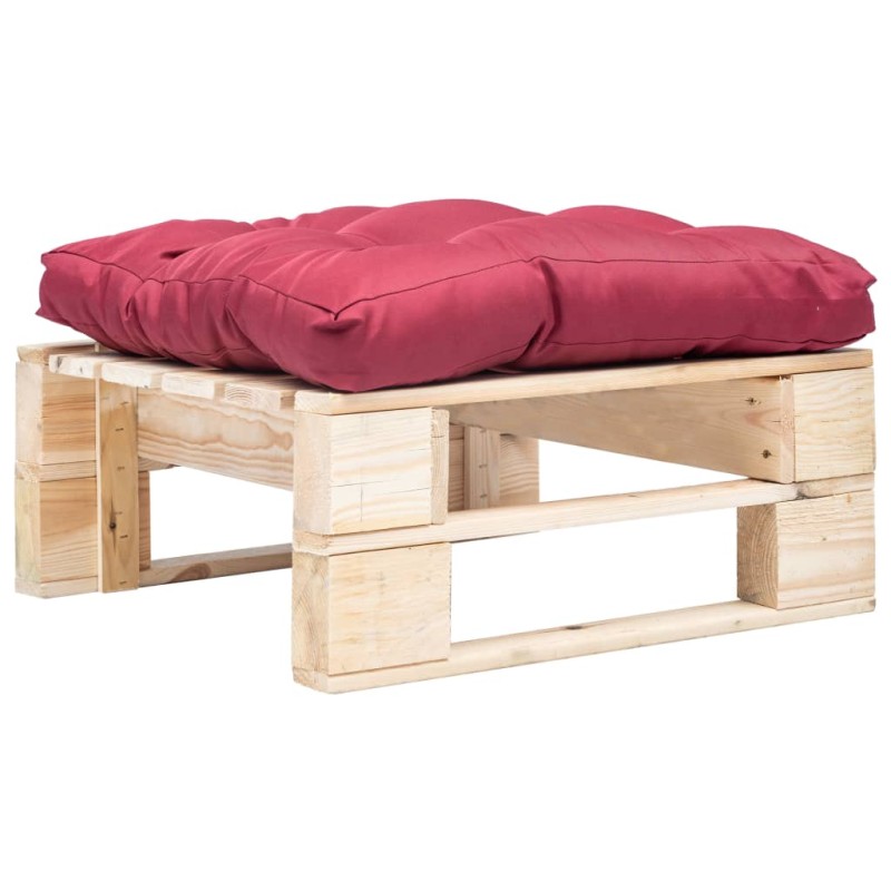 vidaXL Otomana de palets de jardín con cojín rojo madera natural vidaXL Otomana de palets de jardín con cojín rojo madera natural