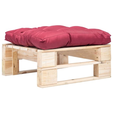 vidaXL Otomana de palets de jardín con cojín rojo madera natural