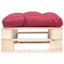 vidaXL Otomana de palets de jardín con cojín rojo madera natural