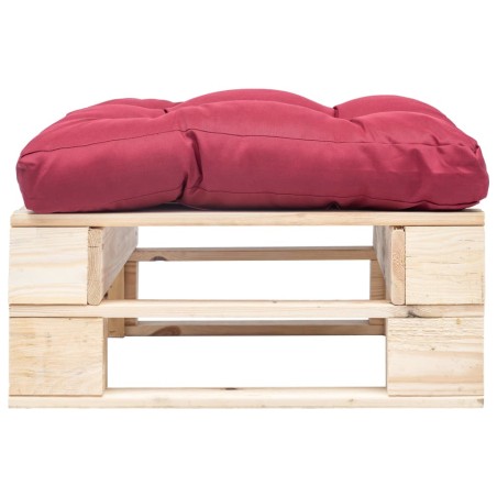 vidaXL Otomana de palets de jardín con cojín rojo madera natural