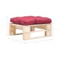 vidaXL Otomana de palets de jardín con cojín rojo madera natural vidaXL Otomana de palets de jardín con cojín rojo madera natural