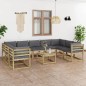 vidaXL Set de muebles de jardín 10 pzas con cojines madera impregnada vidaXL Set de muebles de jardín 10 pzas con cojines madera impregnada
