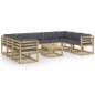 vidaXL Set de muebles de jardín 10 pzas con cojines madera impregnada vidaXL Set de muebles de jardín 10 pzas con cojines madera impregnada