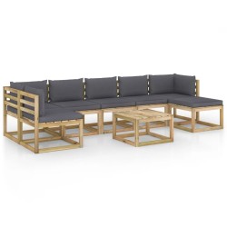 vidaXL Set de muebles de jardín 9 piezas con cojines madera impregnada