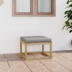 vidaXL Reposapiés de jardín con cojín madera de pino impregnada verde