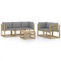 vidaXL Juego de muebles de jardín 6 piezas con cojines gris vidaXL Juego de muebles de jardín 6 piezas con cojines gris