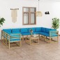 vidaXL Set de muebles de jardín 10 pzas con cojines madera impregnada vidaXL Set de muebles de jardín 10 pzas con cojines madera impregnada