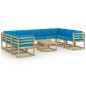 vidaXL Set de muebles de jardín 10 pzas con cojines madera impregnada vidaXL Set de muebles de jardín 10 pzas con cojines madera impregnada