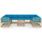 vidaXL Set de muebles de jardín 10 pzas con cojines madera impregnada vidaXL Set de muebles de jardín 10 pzas con cojines madera impregnada