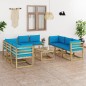 vidaXL Set de muebles de jardín 9 piezas con cojines madera impregnada vidaXL Set de muebles de jardín 9 piezas con cojines madera impregnada