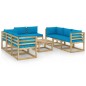 vidaXL Set de muebles de jardín 9 piezas con cojines madera impregnada vidaXL Set de muebles de jardín 9 piezas con cojines madera impregnada