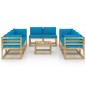 vidaXL Set de muebles de jardín 9 piezas con cojines madera impregnada vidaXL Set de muebles de jardín 9 piezas con cojines madera impregnada