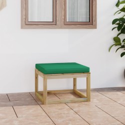 vidaXL Reposapiés de jardín con cojín madera de pino impregnada verde