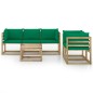 vidaXL Juego de muebles de jardín 6 piezas con cojines verdes vidaXL Juego de muebles de jardín 6 piezas con cojines verdes