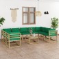 vidaXL Set de muebles de jardín 10 pzas con cojines madera impregnada vidaXL Set de muebles de jardín 10 pzas con cojines madera impregnada
