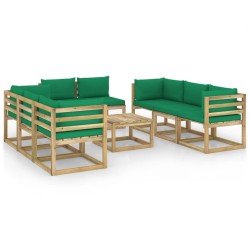 vidaXL Set de muebles de jardín 9 piezas con cojines madera impregnada