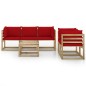 vidaXL Juego de muebles de jardín 6 piezas con cojines rojos vidaXL Juego de muebles de jardín 6 piezas con cojines rojos