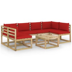 vidaXL Set de muebles de jardín 7 piezas con cojines madera impregnada