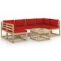 vidaXL Set de muebles de jardín 7 piezas con cojines madera impregnada vidaXL Set de muebles de jardín 7 piezas con cojines madera impregnada