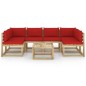vidaXL Set de muebles de jardín 7 piezas con cojines madera impregnada vidaXL Set de muebles de jardín 7 piezas con cojines madera impregnada