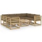 vidaXL Set de muebles de jardín 9 piezas con cojines madera impregnada vidaXL Set de muebles de jardín 9 piezas con cojines madera impregnada
