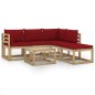 vidaXL Juego de muebles de jardín 6 piezas con cojines rojo tinto vidaXL Juego de muebles de jardín 6 piezas con cojines rojo tinto