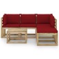 vidaXL Juego de muebles de jardín 6 piezas con cojines rojo tinto vidaXL Juego de muebles de jardín 6 piezas con cojines rojo tinto