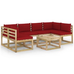 vidaXL Set de muebles de jardín 7 piezas con cojines madera impregnada