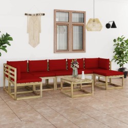 vidaXL Set de muebles de jardín 8 piezas con cojines madera impregnada