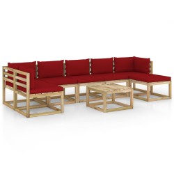 vidaXL Set de muebles de jardín 8 piezas con cojines madera impregnada