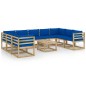 vidaXL Set de muebles de jardín 10 pzas con cojines madera impregnada vidaXL Set de muebles de jardín 10 pzas con cojines madera impregnada