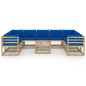 vidaXL Set de muebles de jardín 10 pzas con cojines madera impregnada vidaXL Set de muebles de jardín 10 pzas con cojines madera impregnada