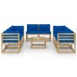 vidaXL Set de muebles de jardín 9 piezas con cojines madera impregnada vidaXL Set de muebles de jardín 9 piezas con cojines madera impregnada