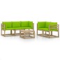 vidaXL Juego de muebles de jardín 6 piezas con cojines verde lima vidaXL Juego de muebles de jardín 6 piezas con cojines verde lima