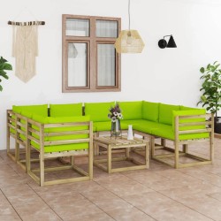 vidaXL Set de muebles de jardín 9 piezas con cojines madera impregnada