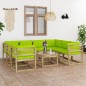 vidaXL Set de muebles de jardín 9 piezas con cojines madera impregnada