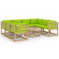 vidaXL Set de muebles de jardín 9 piezas con cojines madera impregnada
