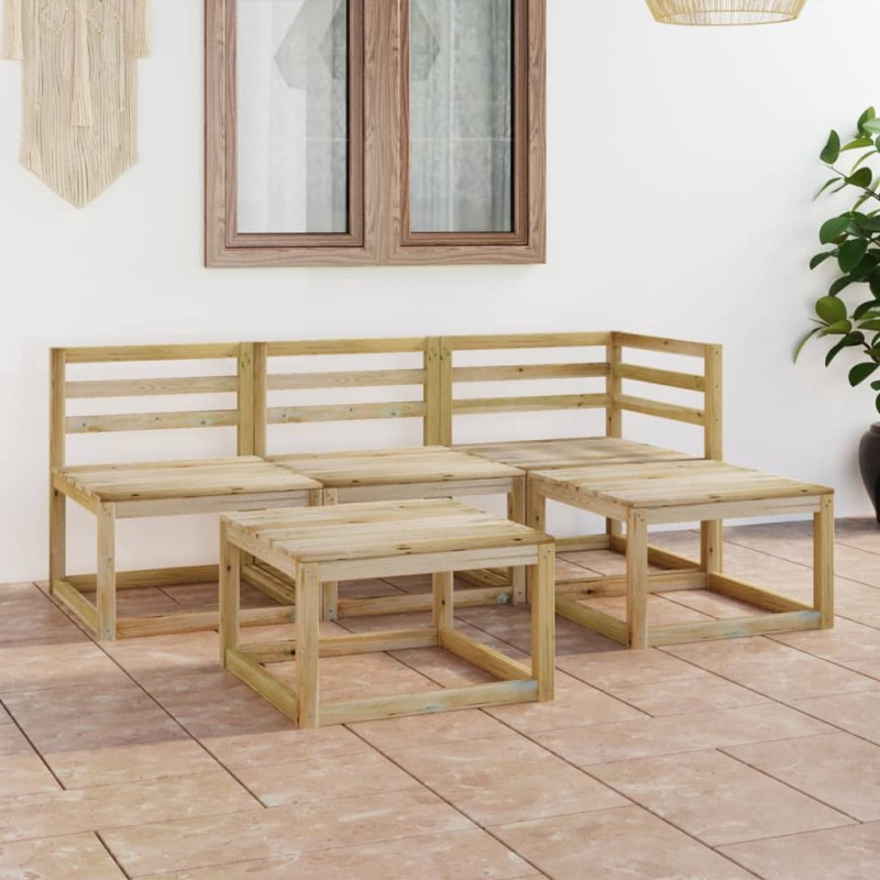 vidaXL Set de muebles de jardín 5 pzas madera de pino impregnada verde vidaXL Set de muebles de jardín 5 pzas madera de pino impregnada verde