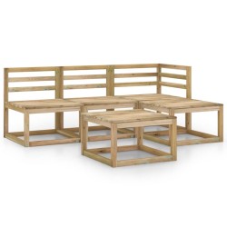 vidaXL Set de muebles de jardín 5 pzas madera de pino impregnada verde