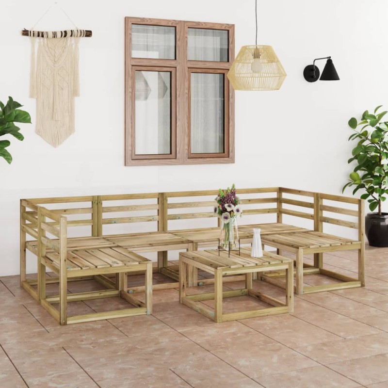 vidaXL Set de muebles de jardín 7 pzas madera de pino impregnada verde